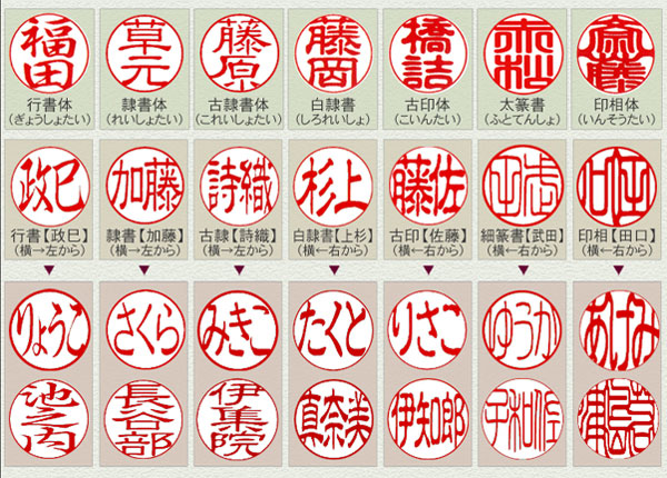 Ở Nhật có khá nhiều loại con dấu dùng cho mục đích riêng biệt
