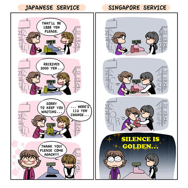 Phong cách phục vụ ở Nhật và Singapore hoàn toàn khác biệt